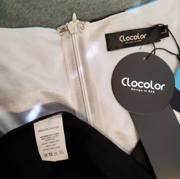 NWT!  CLOCOLOR WOMEN SHEATH DRESS  STRETCH SLEEVELESS SURPLICE V- NECKLINE SZ L - Picture 8 of 8